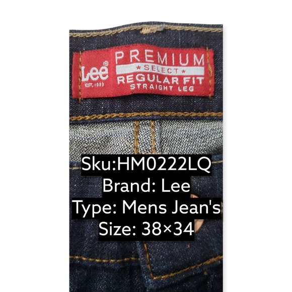 Lee Men's Premium Regular Fit Straight Leg Denim Jeans Size L38 x W34 - Picture 3 of 3